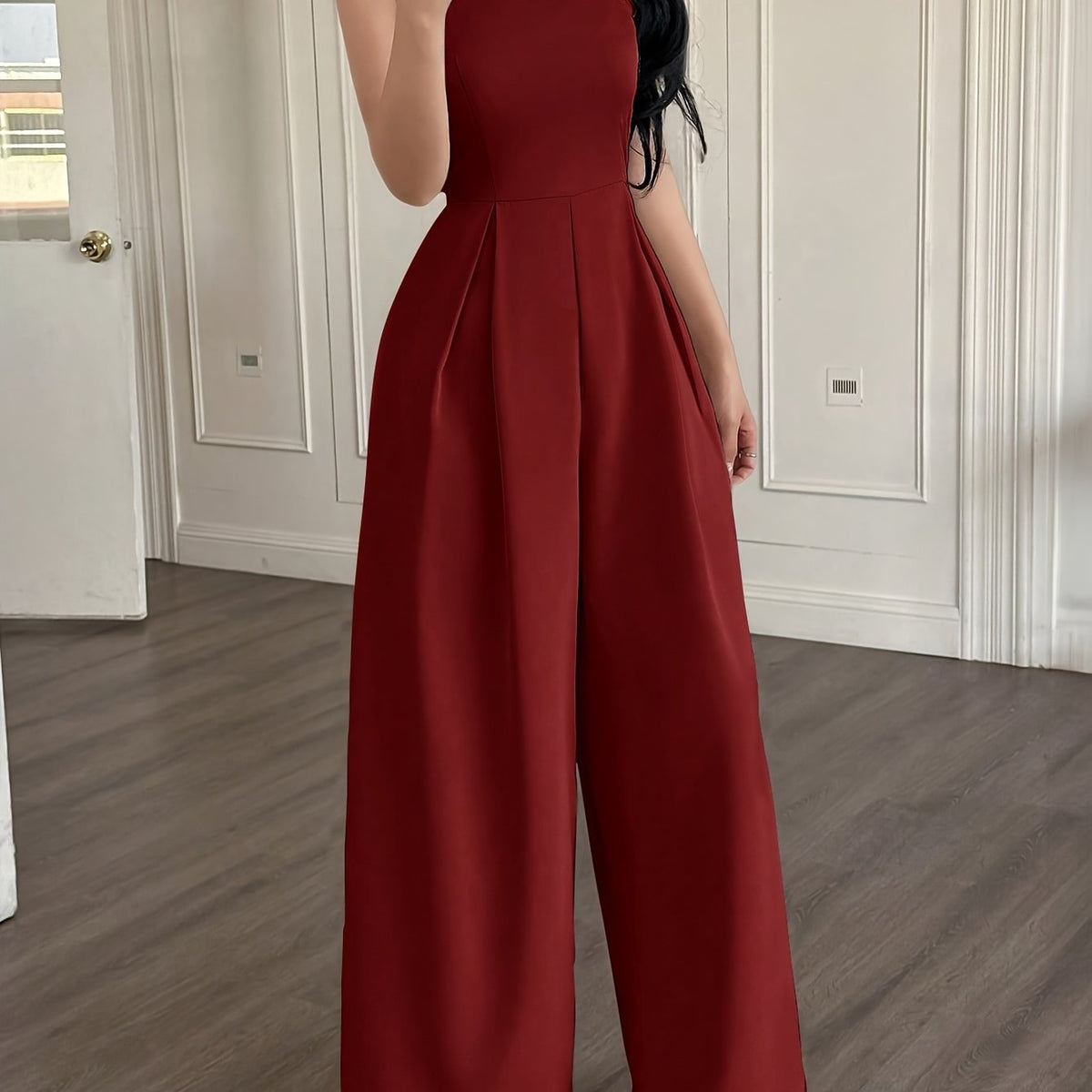 Ruched Wide-Leg Pants