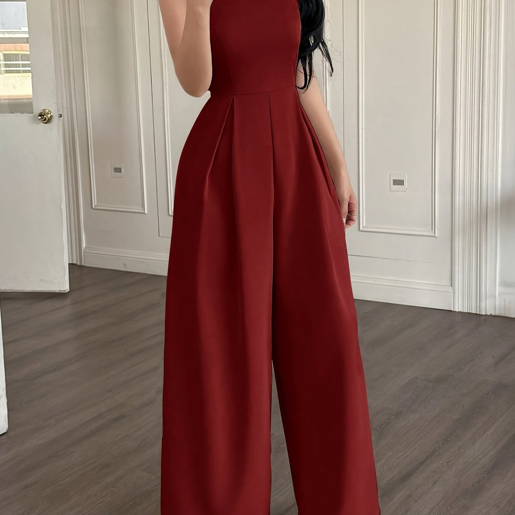 Black ruched wide-leg pants by 64b136-1e, showing the flowing fabric and high waist design.