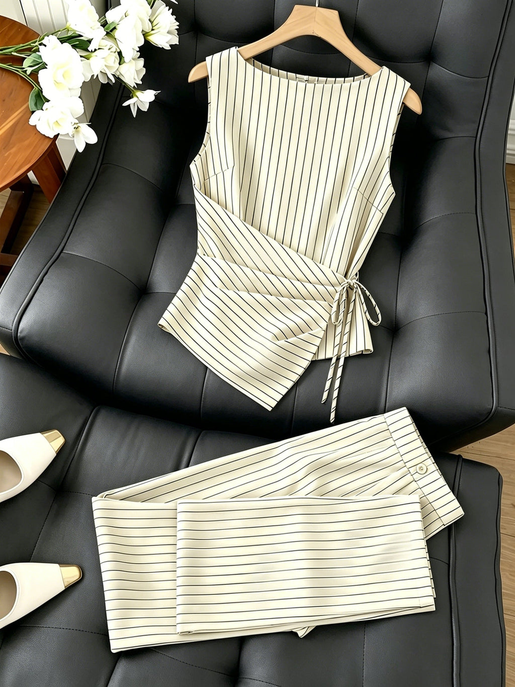 Striped Two-Piece Wide-Leg Set