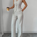 Vest & Wide-Leg Pants Set