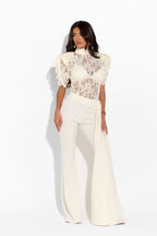 Ivory trousers from MAYFAIR by 64b136-1e, stylish bottoms with a tailored fit, shown laid flat on a white background.