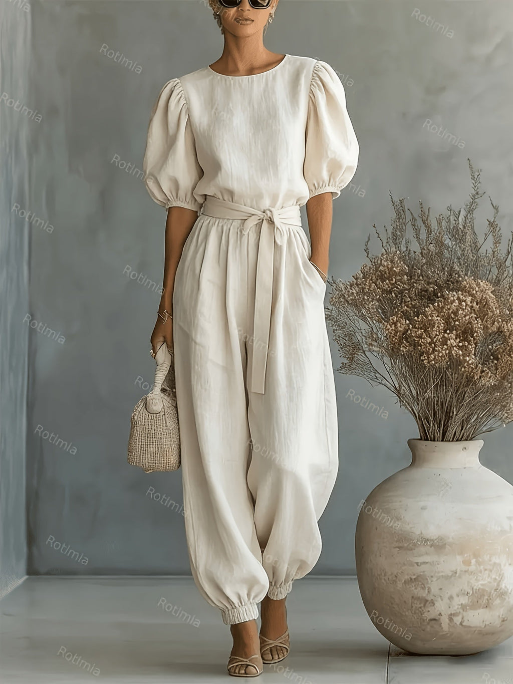 Bohemian Puff Sleeve Jumpsuit