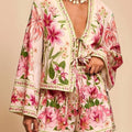 Chic Holiday Print Shirt  Shorts Set