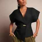 Batwing sleeve blazer from 64b136-1e, outerwear with wide, draped sleeves and tailored fit, shown on a white background.