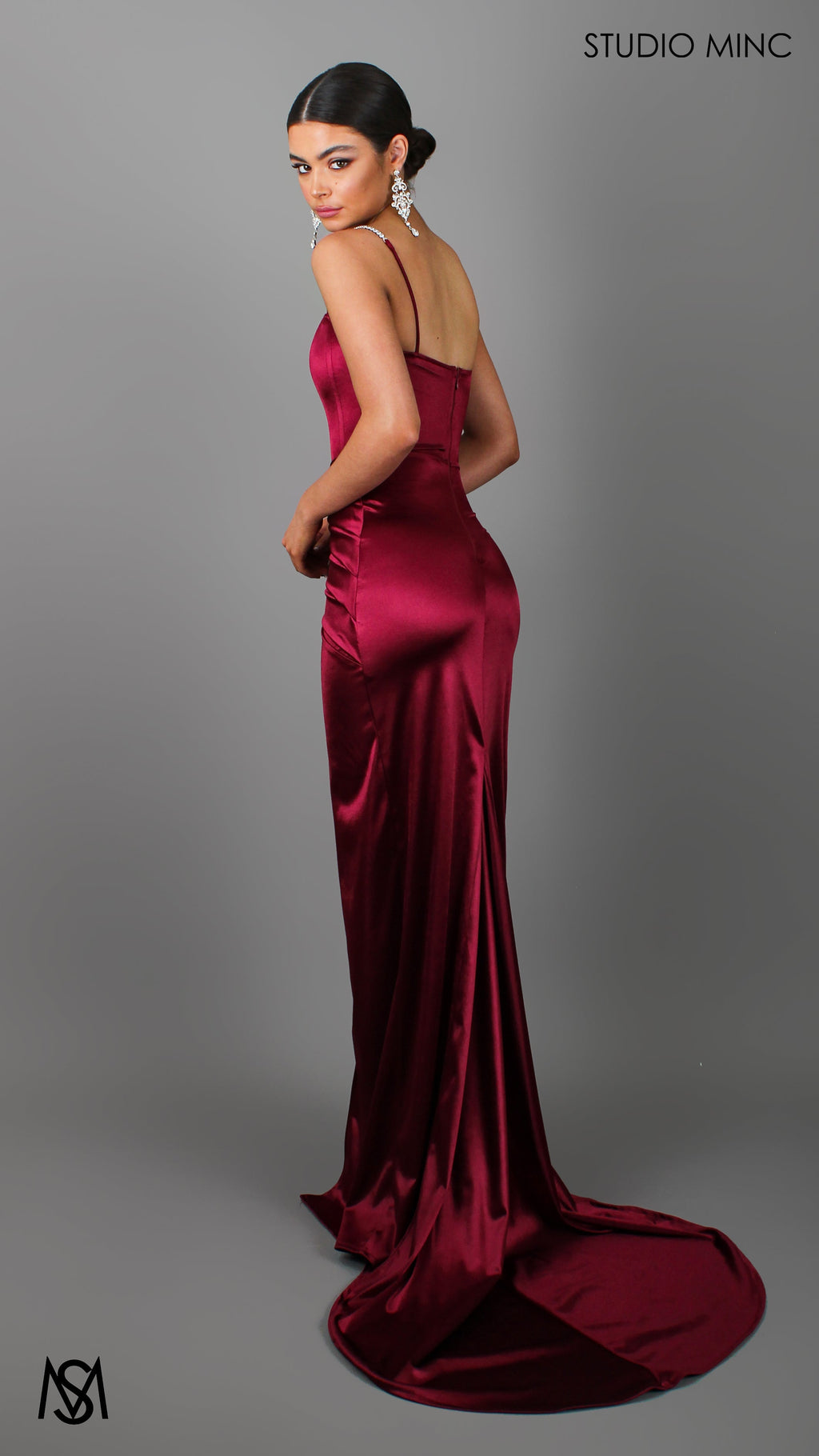 Crave - Ruby Satin Corset Formal Dress with Leg Split