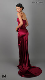 Crave - Ruby Satin Corset Formal Dress with Leg Split