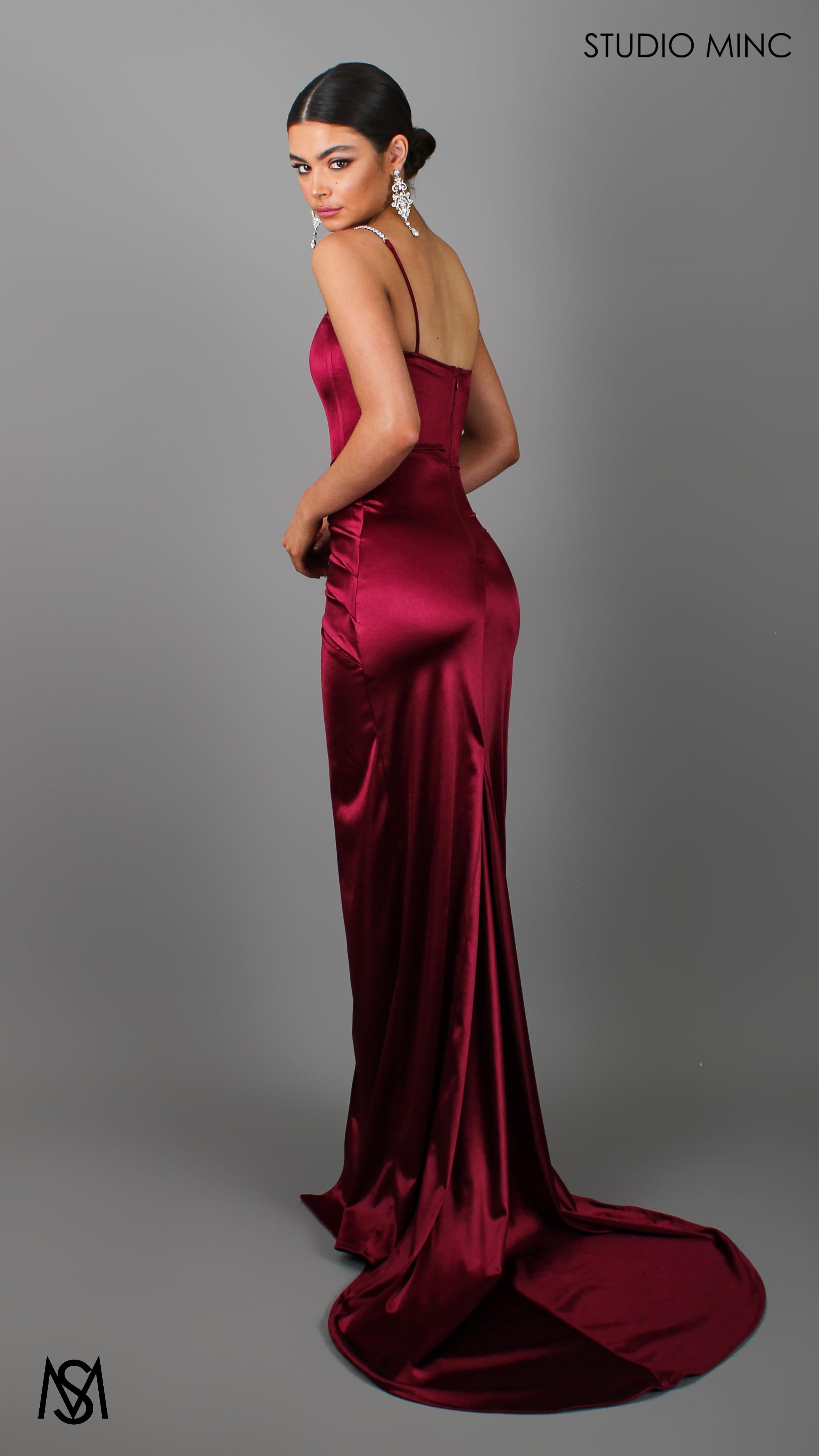 Crave - Ruby Satin Corset Formal Dress with Leg Split