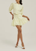Laney Tiered Linen Frill Set | Pastel Lemon
