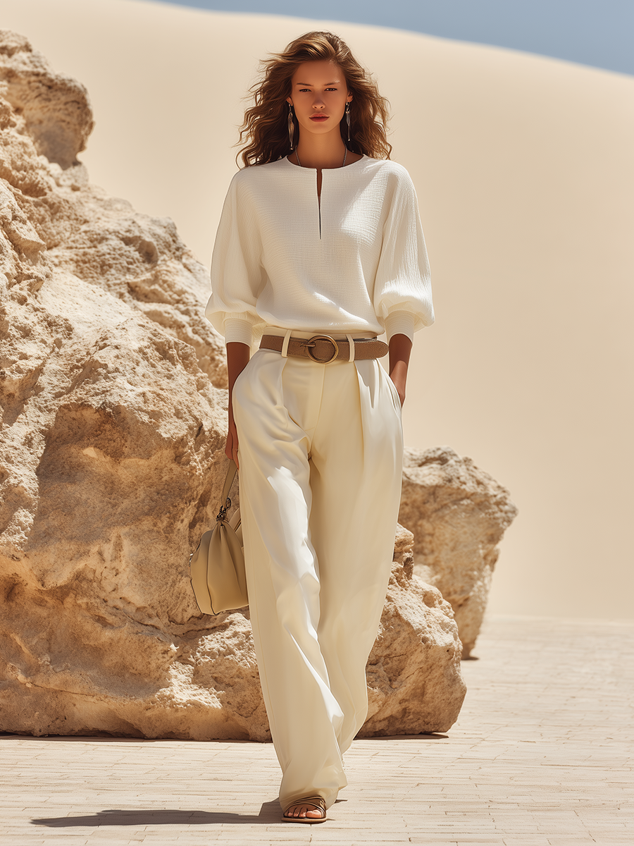 Paloma | V-Neck Long Sleeve Resort Trouser Set