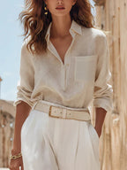 Margot | Linen Shirt Wide-Leg Trousers Set