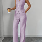 64b136-1e vest and wide-leg pants set featuring a stylish sleeveless vest and flowy wide-leg trousers on a neutral background