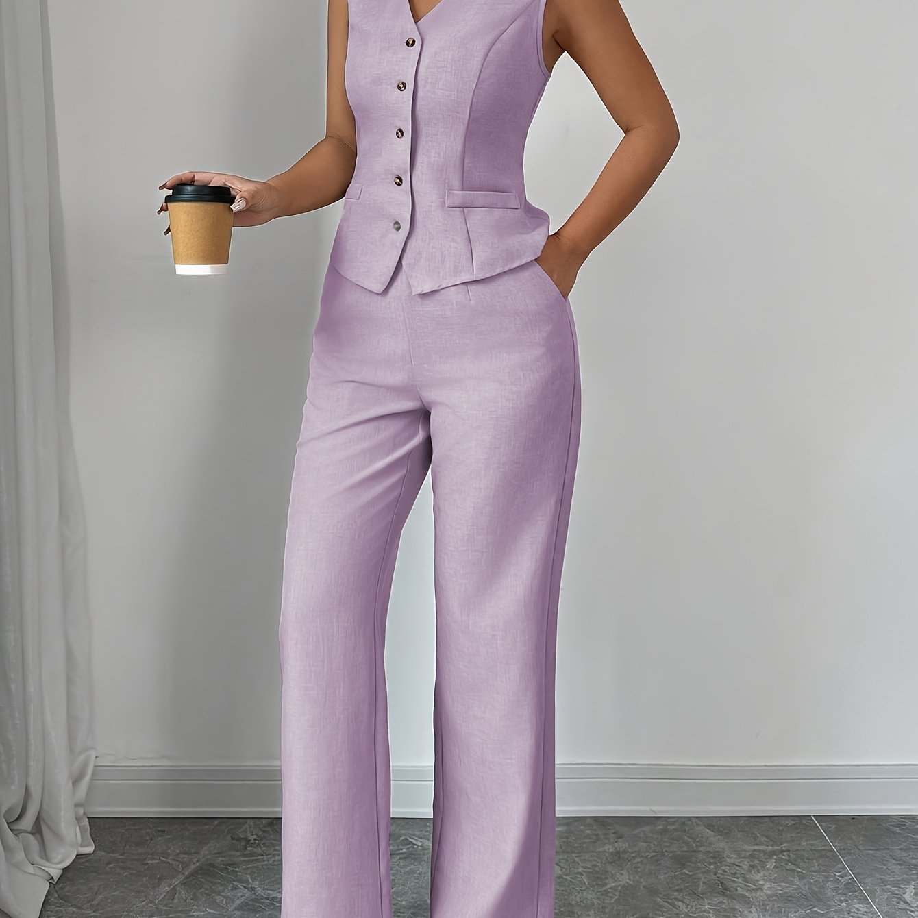 Vest & Wide-Leg Pants Set