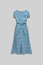 Delicate Azure Lace Midi Dress - Baby Blue