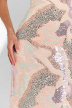 Embellished maxi dress by 64b136-1e featuring intricate beadwork and flowing fabric, perfect for formal occasions