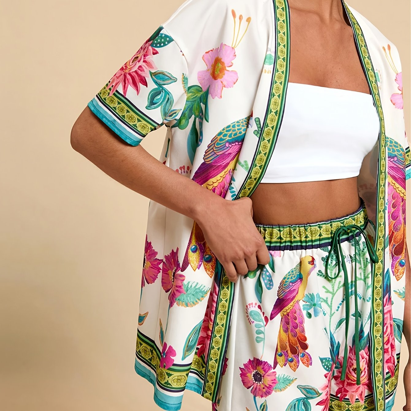Tropical Breeze Short Sleeve Top  Shorts Set