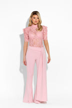 Pink MAYFAIR trousers from 64b136-1e, stylish bottomwear with a comfortable fit, shown on a model in a casual setting.