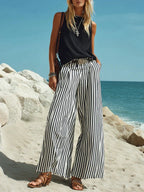 Marina | Striped Wide-Leg Pants Vest Set