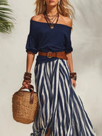 Nautica | Striped Chiffon Skirt Top Set