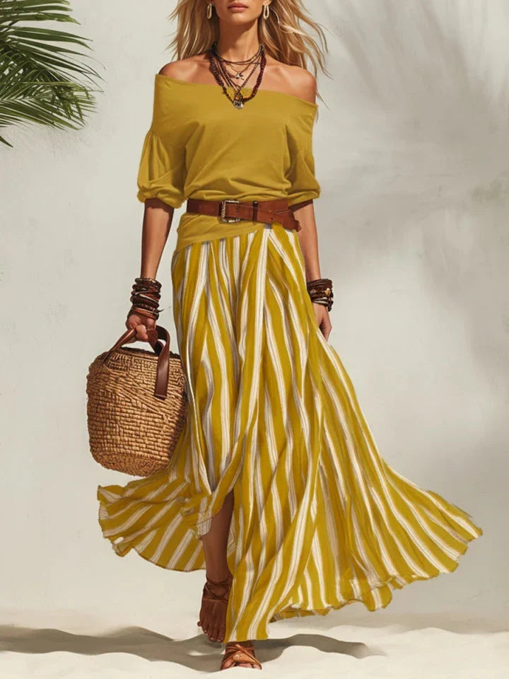 Nautica | Striped Chiffon Skirt Top Set