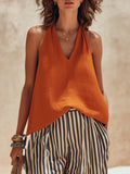 Seville | Orange Top Striped Wide-Leg Pants Set