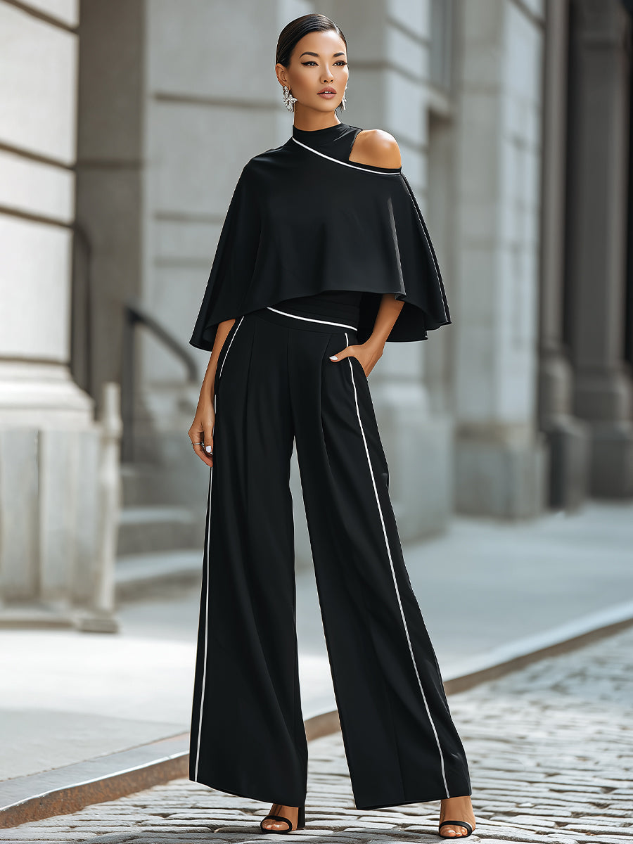 Vivienne | Cape Top Wide-Leg Pants Set