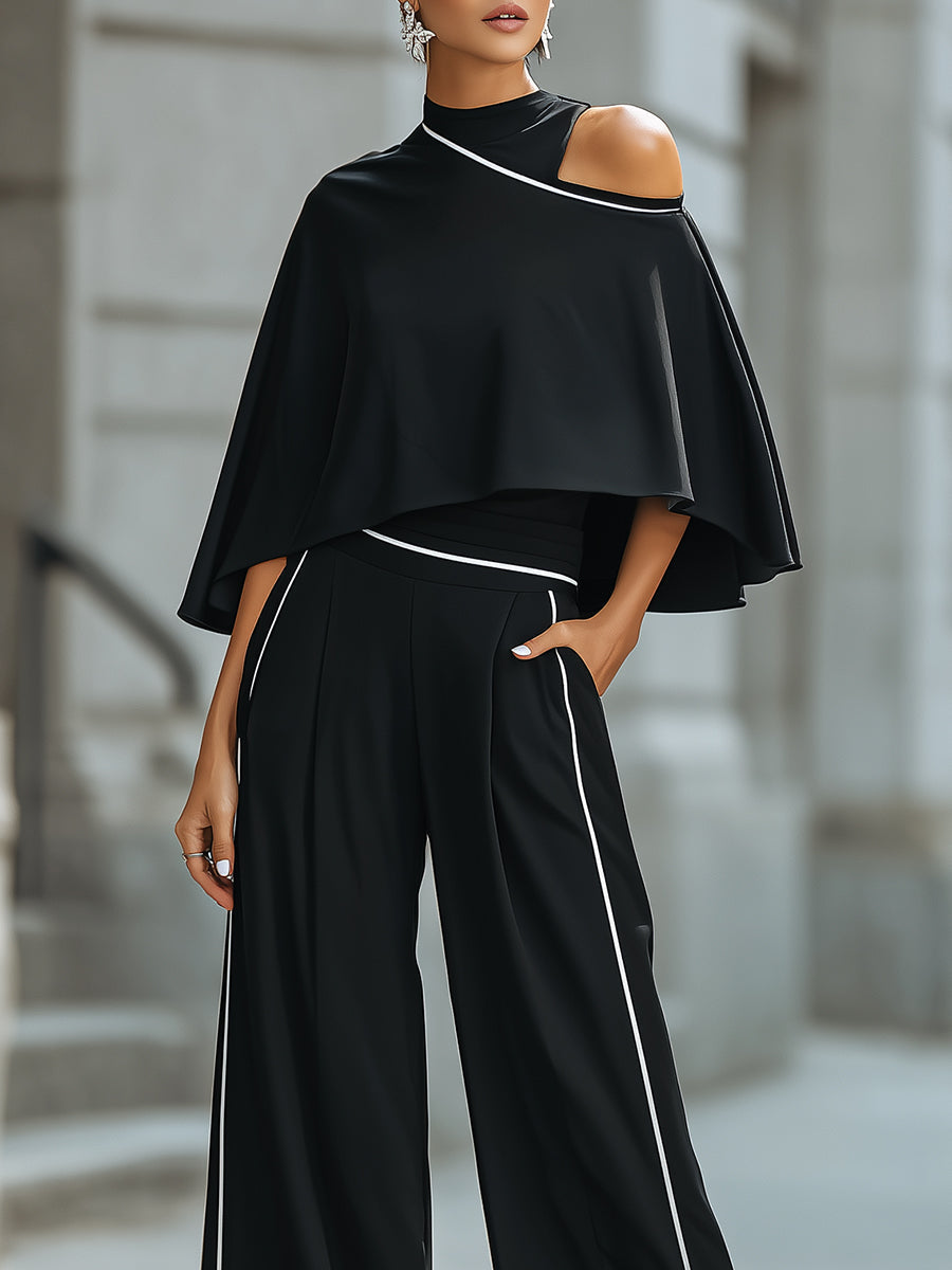 Vivienne | Cape Top Wide-Leg Pants Set