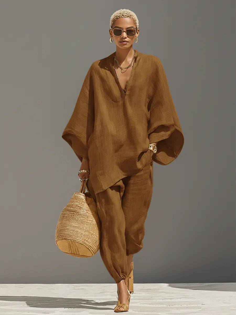 Nadia | Asymmetric Linen Two-Piece Set