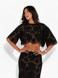 AMIRA FLORAL TOP - BLACK