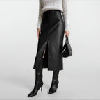 Leather Look Split Skirt