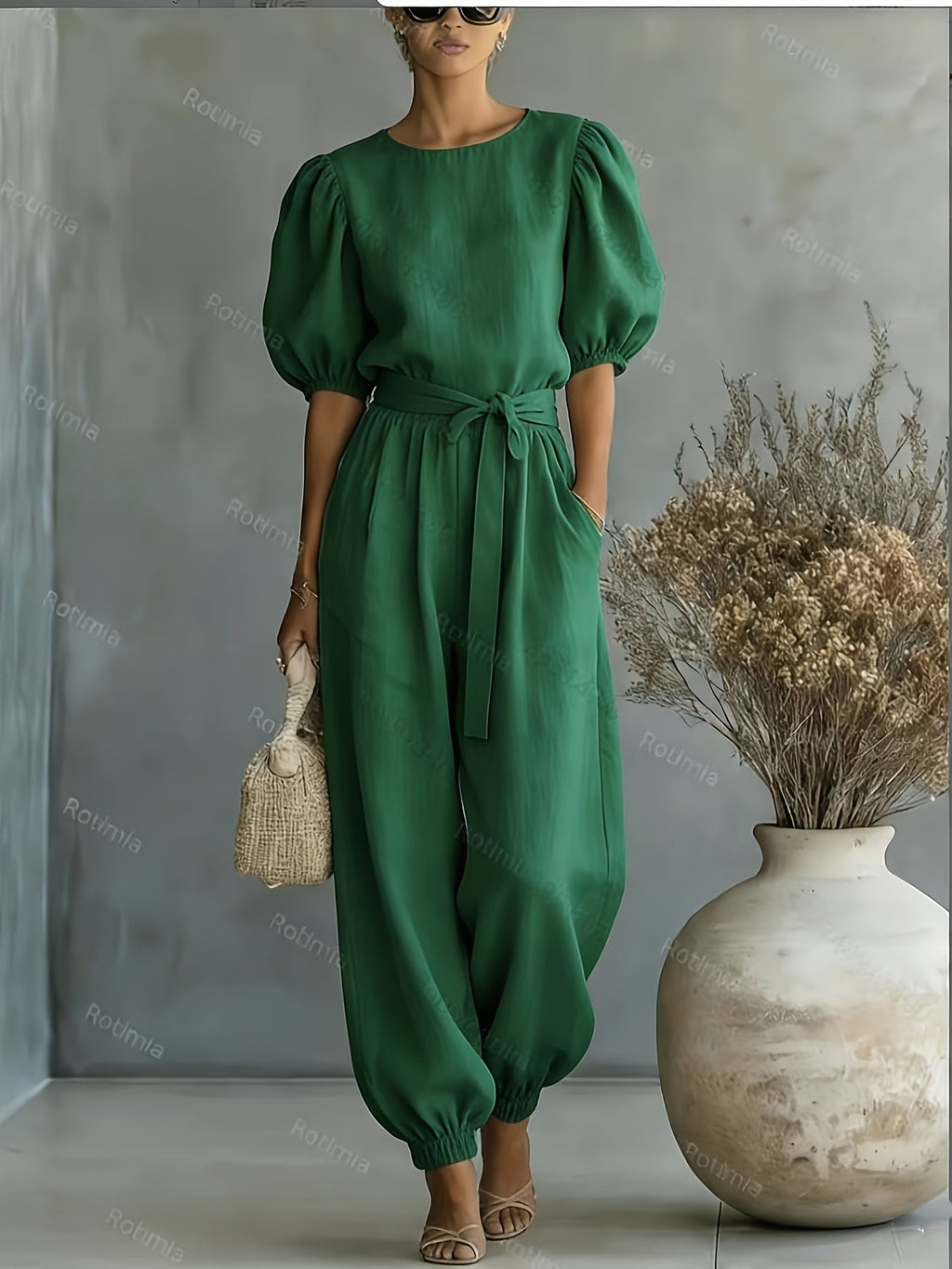 Bohemian Puff Sleeve Jumpsuit