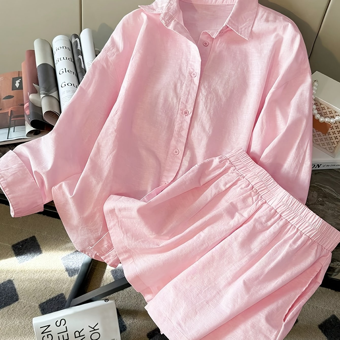 Long-Sleeve Top & Shorts Set