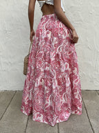 Bohemian Gypsy print elegant summer flow maxi dress with vibrant patterns and flowing fabric, designed by brand 64b136-1e.