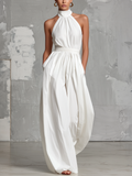 White Halter Jumpsuit