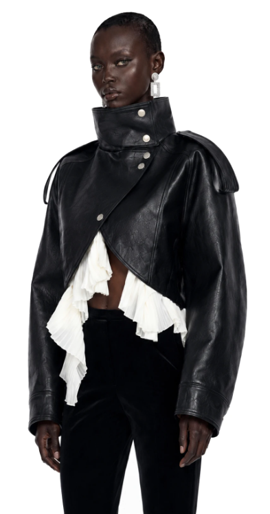 Landry Black High Neck Aysmmetrical Oversized Jacket