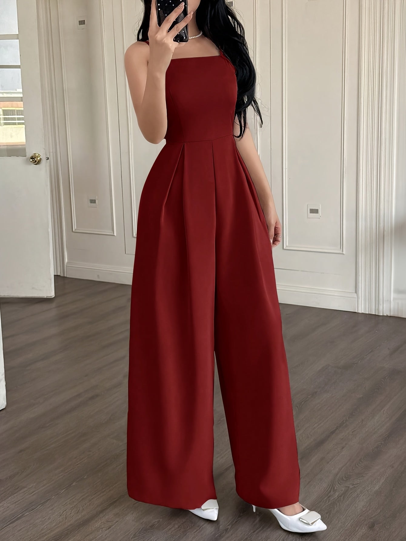 Ruched Wide-Leg Pants