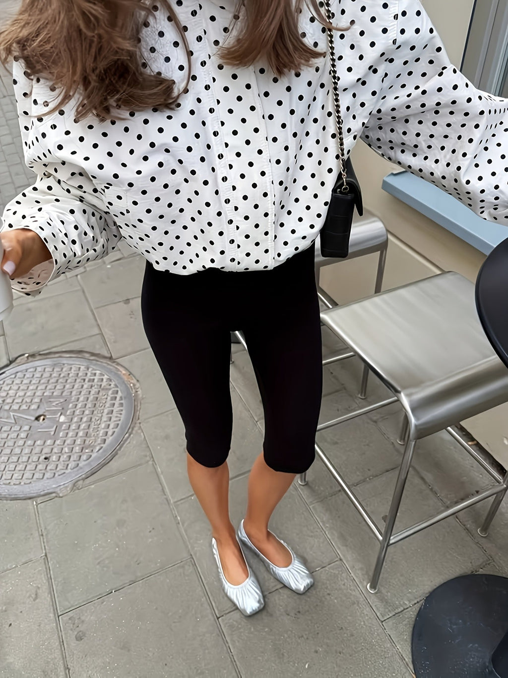 Polka Dot Stand Collar Jacket Chic  Playful Style