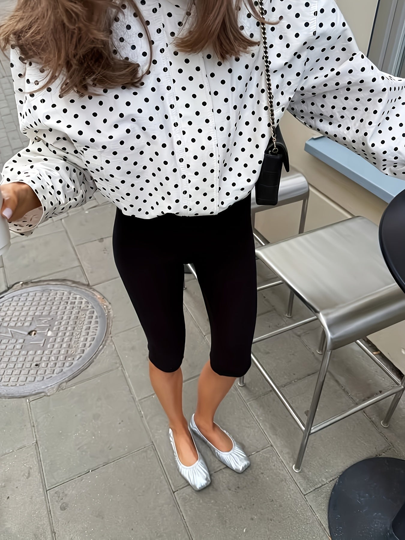 Polka Dot Stand Collar Jacket Chic  Playful Style