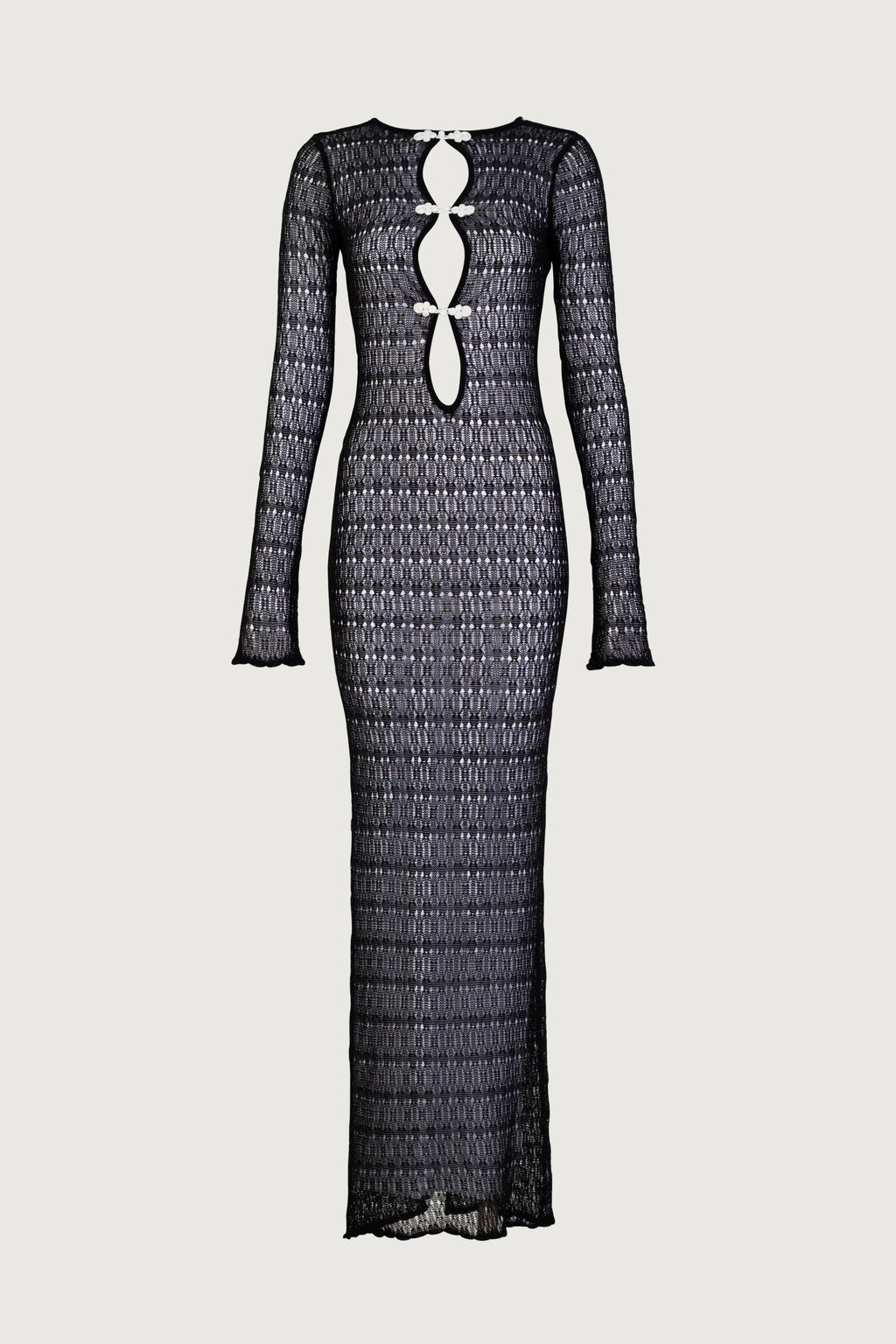 Keyhole Crochet Dress (Black/Cream)