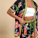 Tropical Breeze short sleeve top and shorts set in vibrant floral print, casual summer outfit by 64b136-1e.