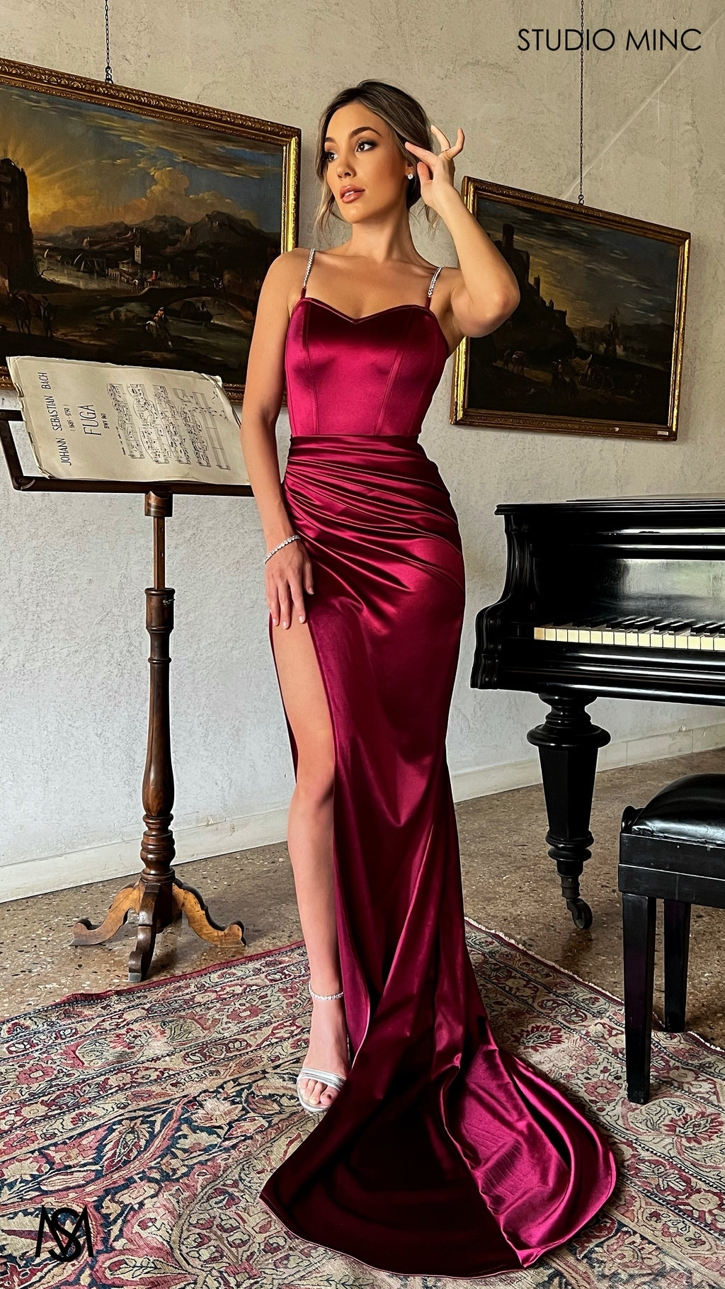 Crave - Ruby Satin Corset Formal Dress with Leg Split