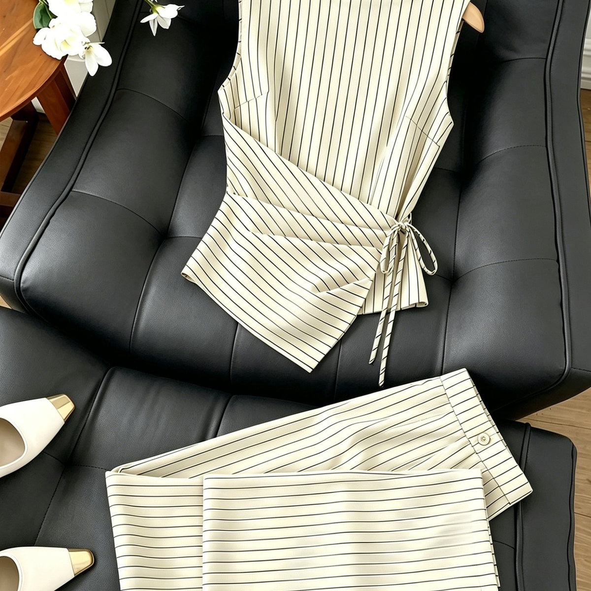 Striped Two-Piece Wide-Leg Set