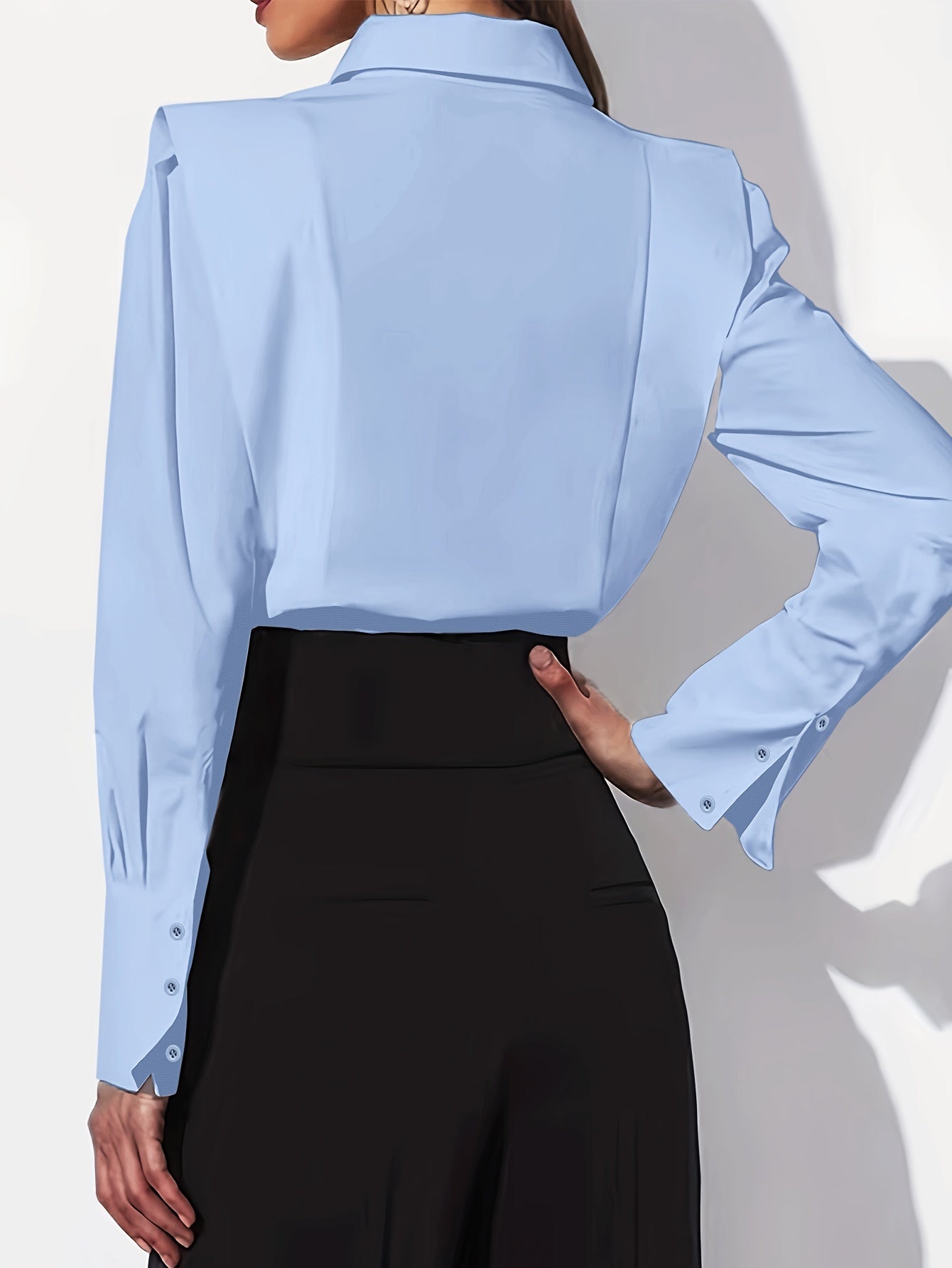 Chic Solid Casual Long Sleeve ButtonUp Shirt