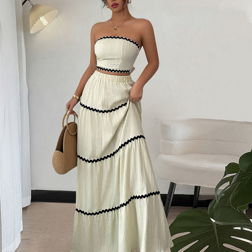 Chic Cropped Top  Skirt Set for Her