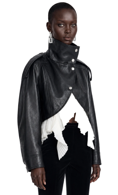 Landry Black High Neck Aysmmetrical Oversized Jacket