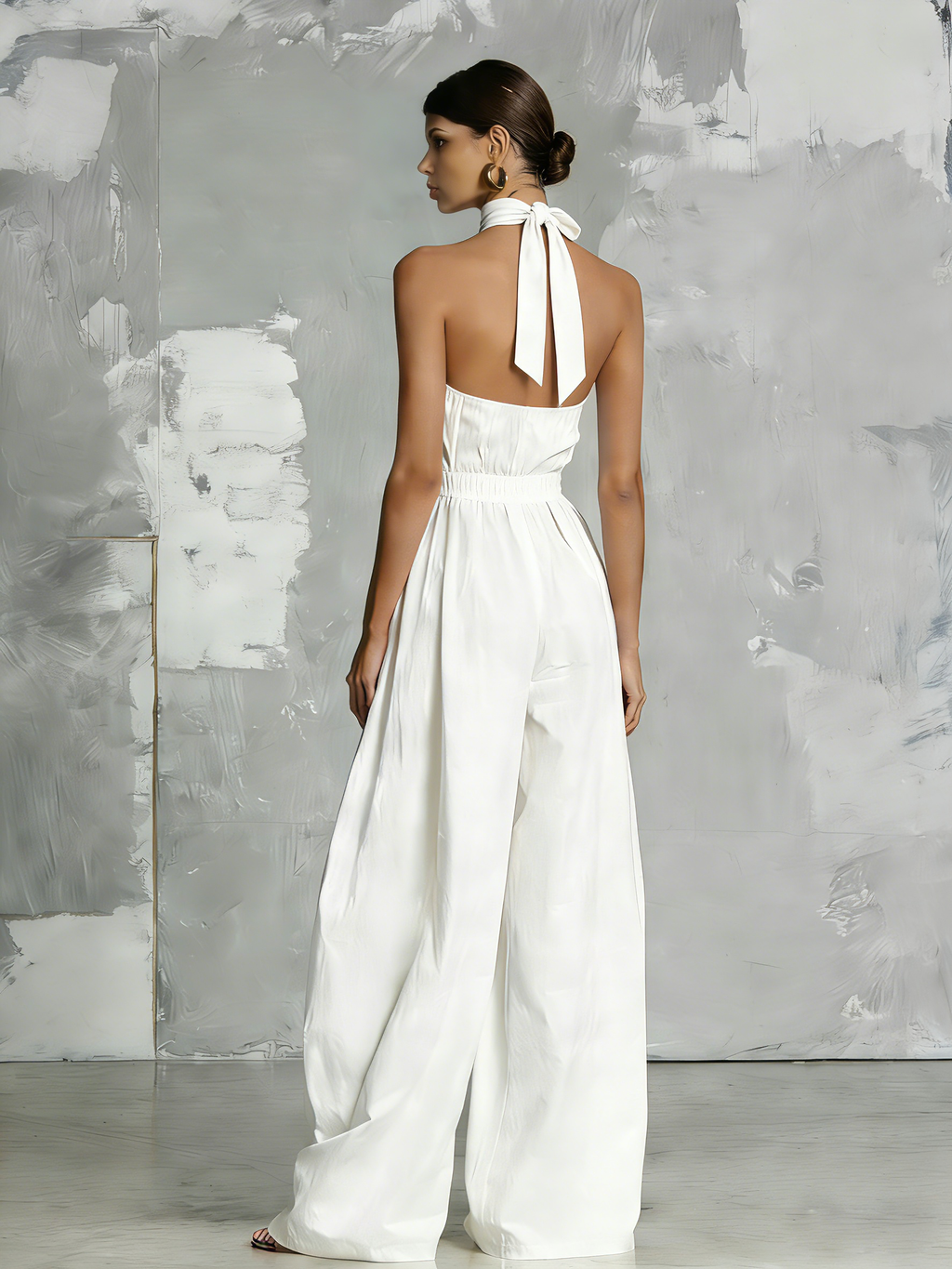 White Halter Jumpsuit