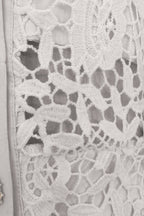 Lace Mini Dress with Contrast Collar and Jewel Buttons - Ivoire