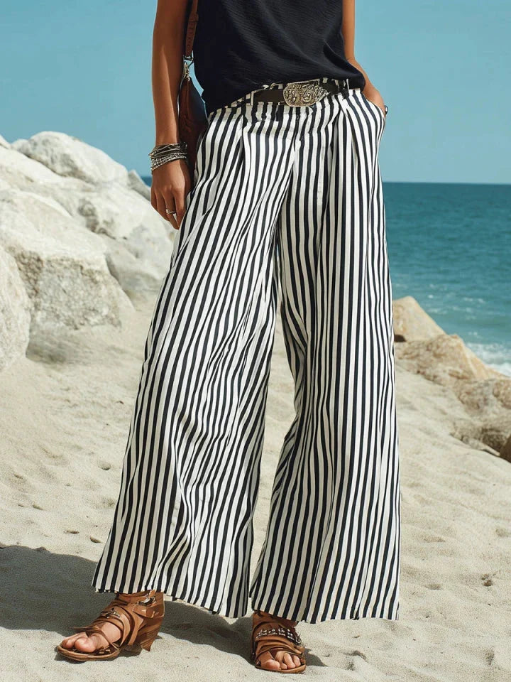 Marina | Striped Wide-Leg Pants Vest Set