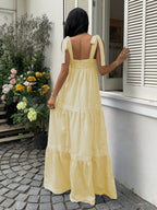 Lace-up striped patchwork dress by 64b136-1e featuring a stylish pattern, fitted waist, and casual chic design.