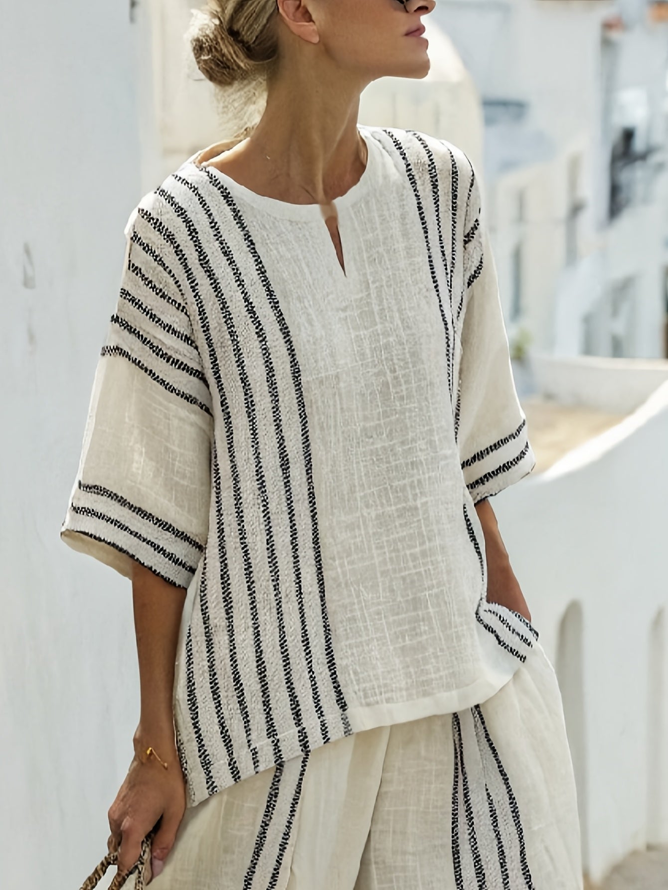 Casual Striped Lounge Set SpringSummer Comfort Outfit