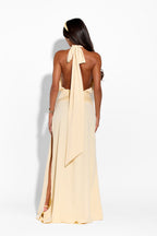 ASCOT Lemon Maxi Dress by 64b136-1e featuring a flowing silhouette and vibrant lemon print, perfect for summer occasions.